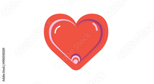 Red Heart Icon with Shiny Surface 2.