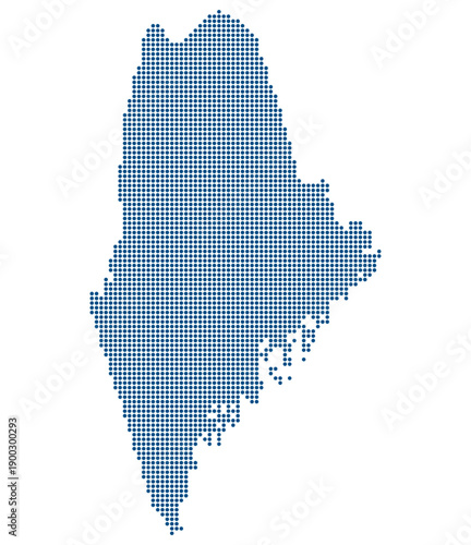Maine Blue Dotted Map for Life Sciences Centers and Biotech Research Hubs. Maine state dotted map.