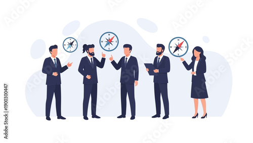 Business Team Discussing Strategy with Compasses