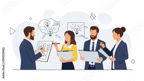 Business Team Brainstorming New Ideas and Strategy Meeting