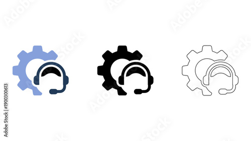customer support settings icon featuring gear and headset in different colors, representing the management of customer s