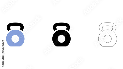 kettlebell is weightlifting equipment used for functional strength training, represented by three icons in different col