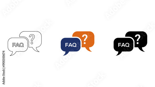set of colorful FAQ bubbles used for common questions and answers on website or application, providing helpful informati