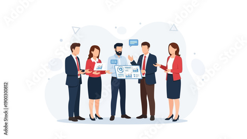 Business Team Discussing Data and Analytics on Whiteboard