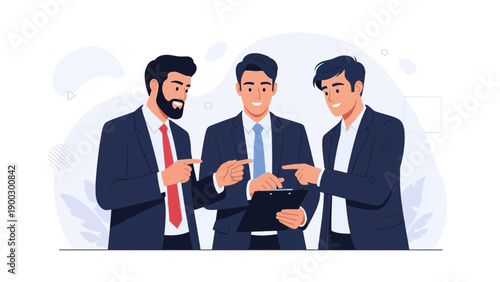 Business Team Discussing Project on Clipboard, Collaboration and Strategic Planning