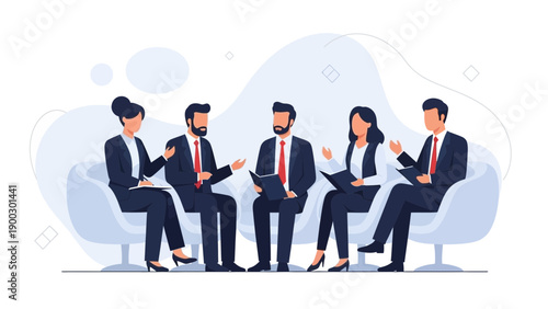 Business Team Meeting Discussion in Modern Office