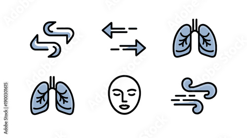 Conceptual icons related to respiration.