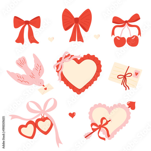 set of isolated Valentine's Day Elements 