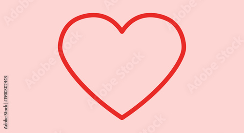 Red Heart Outline on Pink Background.