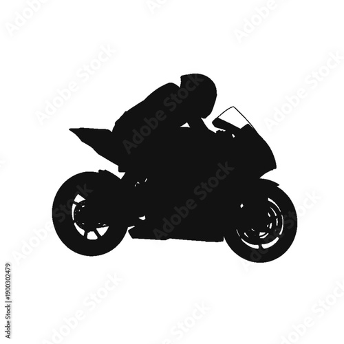 Silhouette of a Rider on a Motorcycle: A dynamic silhouette captures a motorcyclist in full racing gear, leaning into a turn, exuding speed and precision.