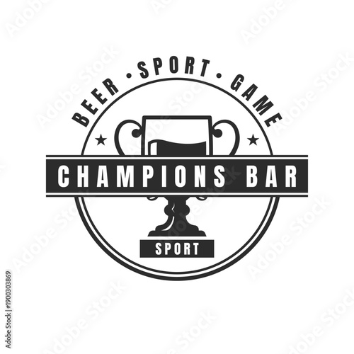 champions bar retro sport and beer emblem logo design vintage style