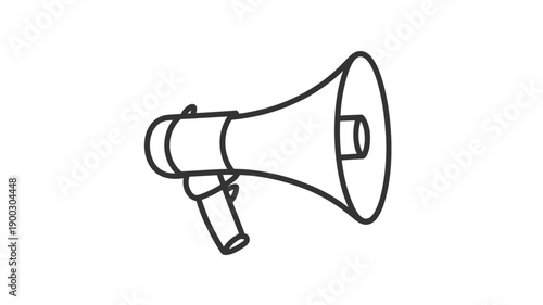 Simple line drawing of a vintage megaphone isolated on white