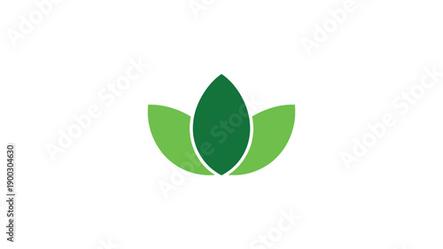 Simple green leaf logo design with three overlapping petals