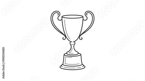 Simple black and white illustration of a classic trophy with handles