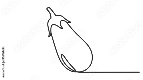 Simple line drawing of an eggplant showcasing its distinctive shape