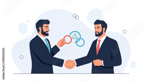 Businessmen shaking hands, partnership agreement, collaboration, teamwork concept illustration