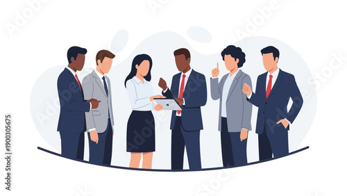 Diverse Business Team Collaborating on Digital Tablet in Office Meeting