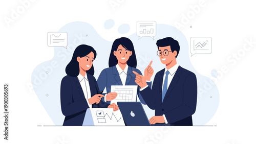 Diverse business team collaborating on financial data and charts