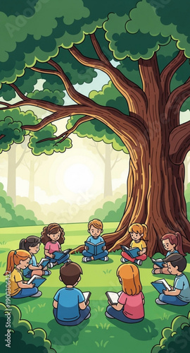 Studying together in the park