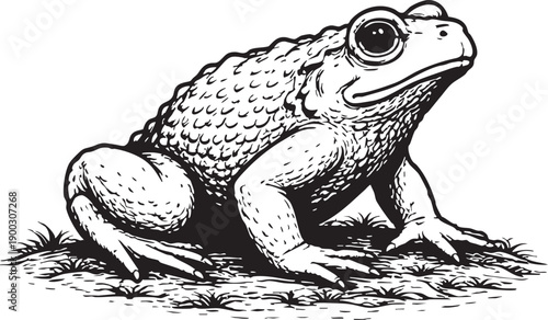 Golden Toad Sitting in Costa Rica Cloud Forest Conservation Illustration for Environmental Education
