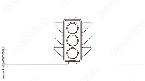 Continuous line drawing of a traffic light in a minimalist style