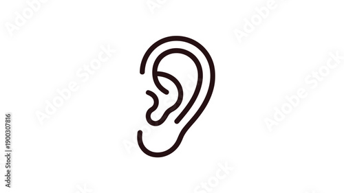Simple line drawing of a human ear against a white background