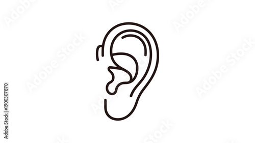 Simple line drawing of a human ear focused on outer ear details