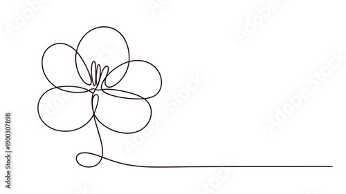 Minimalist line drawing of a delicate flower with flowing stem