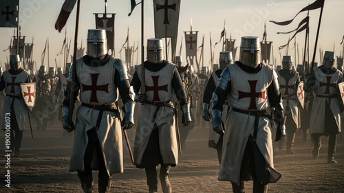 Gallant armed forces line up and move resolutely towards their destined clash