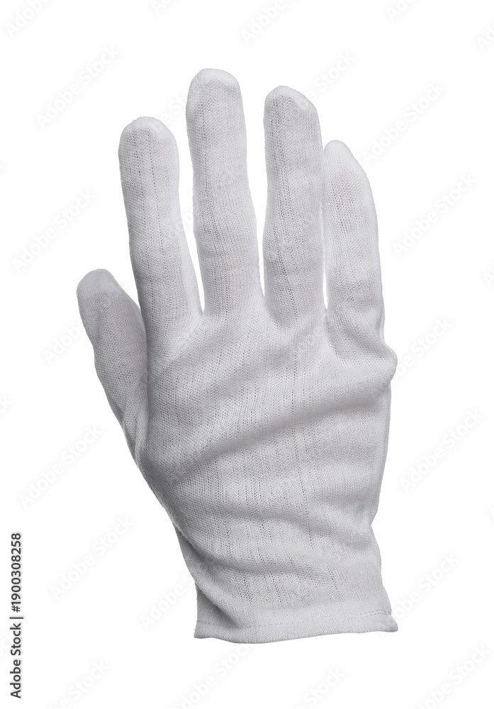 Obraz premium Hand in cloth glove isolated on white