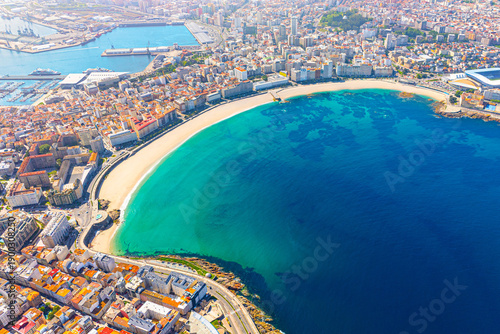 Panoramic view of the city of A Coruna. Galicia, Spain