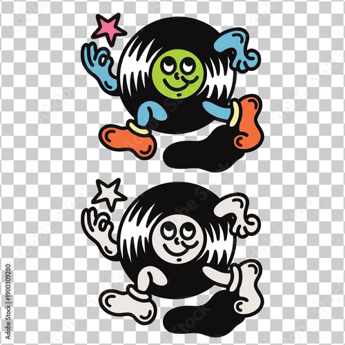 Vibrant and Minimalist Ramen Bowl Illustrations with Chopsticks on Transparent Background