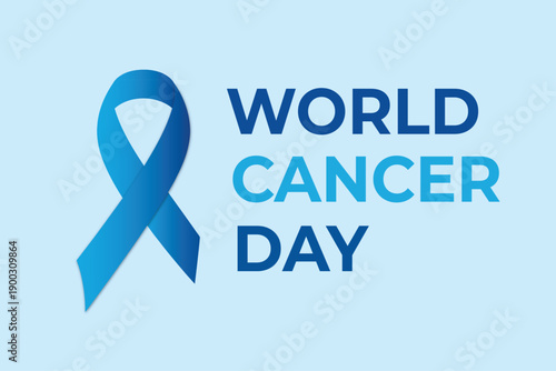 world cancer day february 4 awareness poster with blue ribbon healthcare theme