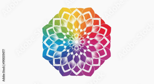 Colorful Geometric Mandala Flower Illustration Isolated on White Background