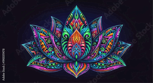 Colorful Geometric Mandala Flower Illustration Isolated on White Background