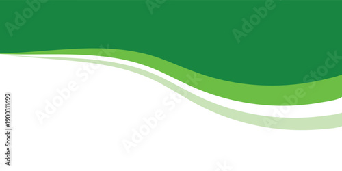 Abstract White and Green wave wide background banner