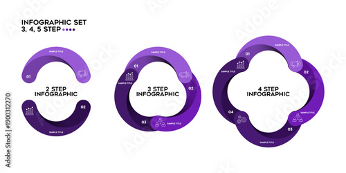 Vector circular round infographic set. template for presentation business infographic, 2, 3, 4, options steps parts. venn diagram sets. vector editable eps
