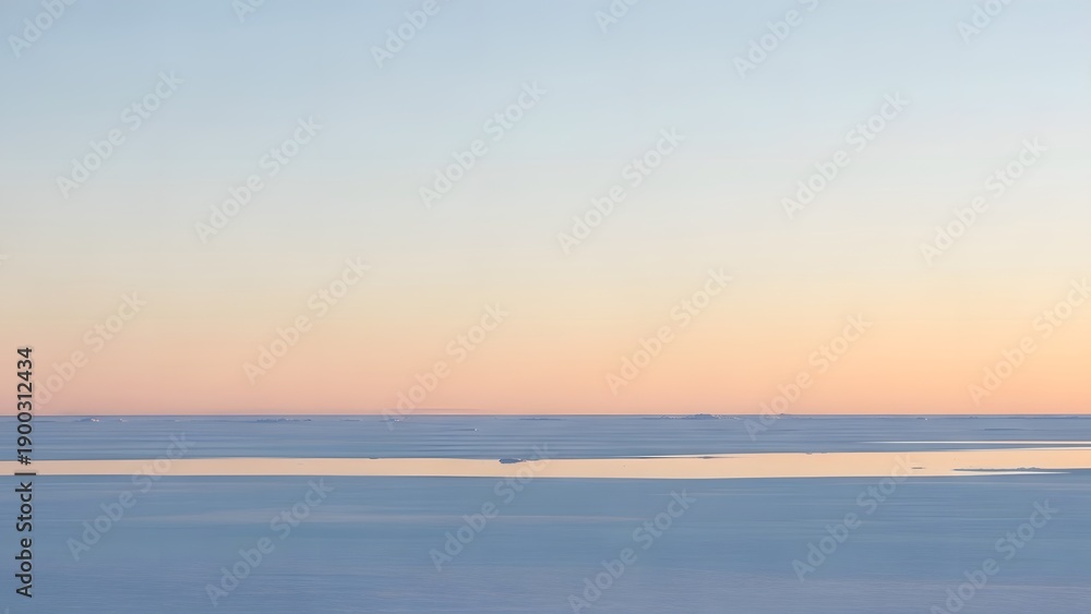 Fototapeta premium Serene Ocean Horizon at Sunset with Soft Pastel Sky.