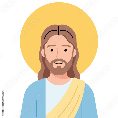 Stylized illustration of Jesus Christ with a halo, representing faith and spirituality