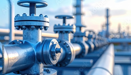 Industrial Pipeline Valves Controlling Flow in Energy Facility