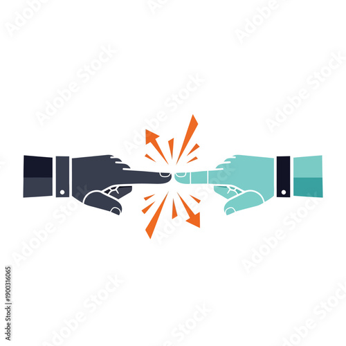 Fingers touching creating spark or connection vector icon.