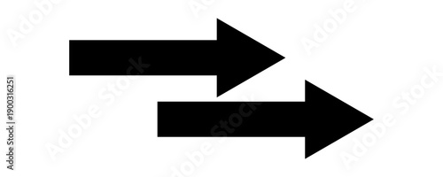 Long arrow. Black arrow pointing right. Black large arrow pointing right. Bold thine long arrow. Vector illustration.