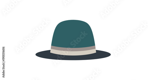 Classic Green Fedora Hat with Grey Band, Fashion Accessory, isolated white background