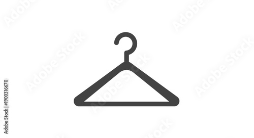 Simple Black Clothes Hanger Icon, Fashion and Laundry Symbol, isolated white background