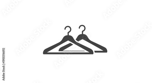 Two Minimalist Black Clothing Hangers for Wardrobe Organization on an Isolated White Background