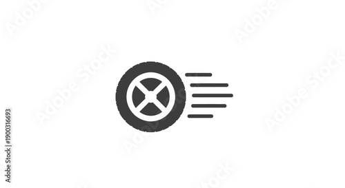Fast Moving Car Wheel Icon, Speed and Transportation Concept, isolated white background