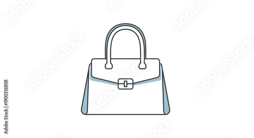 Stylish Light Blue Women's Handbag with Handle and Buckle isolated white background