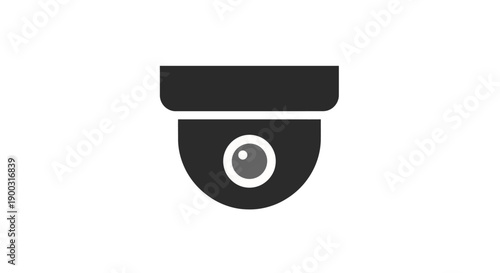 Black Security Camera Icon, CCTV Surveillance and Safety Symbol, isolated white background