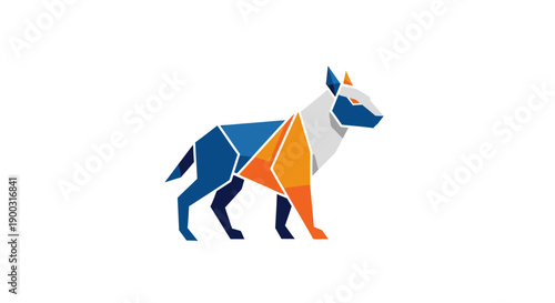Modern Geometric Dog Polygonal Animal Icon on Isolated White Background
