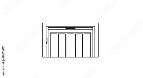 Closed Elevator Doors Icon in Building Interior on Isolated White Background